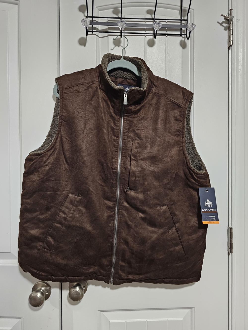 RAINFOREST Men's Chocolate Brown Sherpa-Lined Vest